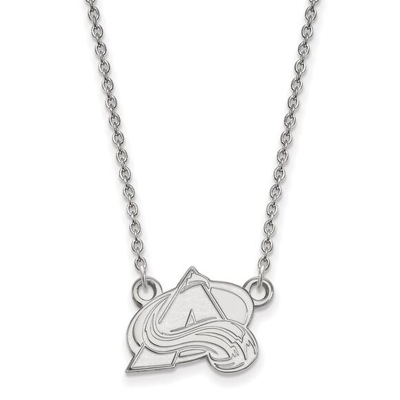 14k White Gold NHL Colorado Avalanche Small Necklace 18 Inch